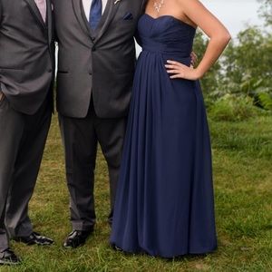 David’s Bridal bridesmaid. Marine/navy. Strapless